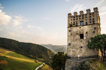 the fortress tower on the rock in Roccascalegna in Abruzzo, Italyのeditorial素材