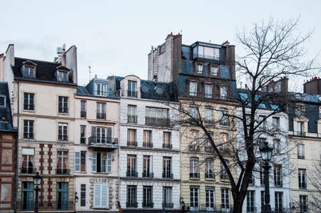 facade of old style buildings in Paris, Franceのeditorial素材