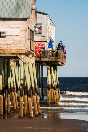 OLD ORCHARD BEACH - JULY 22: Old pier and its entartainments on the Maine coastline on July 22, Old Orchard Beach, Maine 2012のeditorial素材