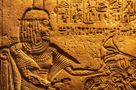 detail of Egyptian hieroglyphics inside the Vatican Museum in Rome