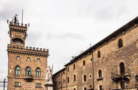 the facade of Palazzo Pubblico in San Marinoのeditorial素材