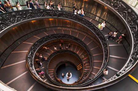 VATICAN CITY SEPTEMBER 27: The unique staircase built by Bramante inside the Vatican Museum on September 27 2014 in Vatican Cityのeditorial素材