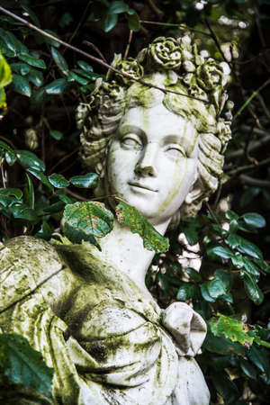 Old statue inside the Royal Palace garden in Caserta, Italyのeditorial素材