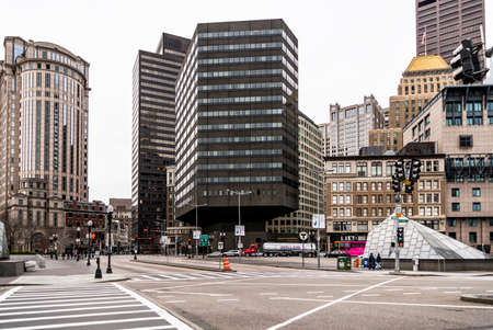 BOSTON - DECEMBER 13: Portrait of Downtown financial district  on December 13, 2015 in Boston, MA USAのeditorial素材