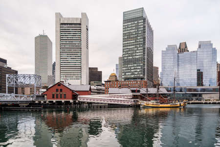 BOSTON - DECEMBER 13: Portrait of Downtown financial district on December 13, 2015 in Boston, MA USAのeditorial素材