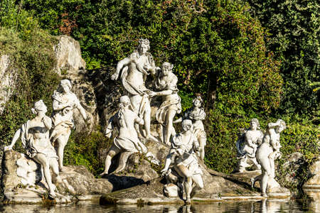 details of the fountain in the garden in Caserta, Italyの写真素材