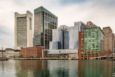 Portrait of Downtown financial district in Boston, MA USAの写真素材