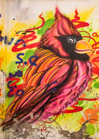 NAPLES - DECEMBER 30: Ancient wall with graffiti on the street in historic center of Naples on December 30, 2014 in Naples, Italyのeditorial素材