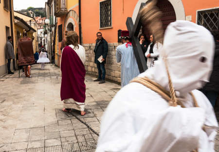 BARILE, ITALY - APRIL 18, 2014: Easter Religious Procession, the Holy Friday on April 18, 2014 in Barile, Basilicata Italyのeditorial素材
