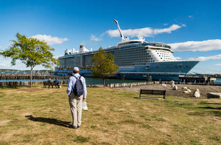 Luxury Cruise Ship anchored in the Portland Maine