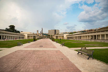 NAPLES - JUNE 6: Mostra d'Oltremare, Triennial Exhibition of Overseas Italian Territories, an expositive and entertainment complex promoted by the Fascist regime in 1940s on June 6, 2015 INaples, Italyのeditorial素材