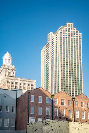 Central Business district, skyscrapers and old building in New Orleans, Louisianaの写真素材