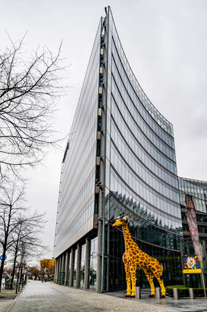 BERLIN, GERMANY - APRIL 2: The Potsdamer Platz is one of the most important places of Berlin. It is located in the Mitte district and is an attraction for tourists from around the world on April 2, 2015 in Berlin, Germanyのeditorial素材