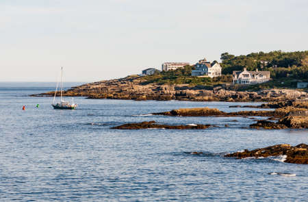 Sailing near coast of Atlantic ocean in Maine, USAの写真素材