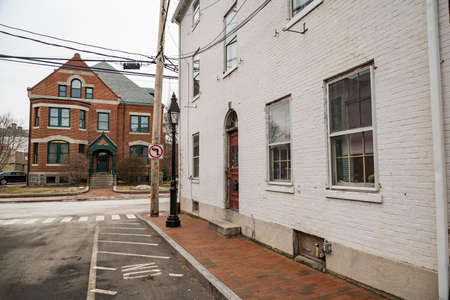 street view of the town of Newburyport, MA Americaの写真素材