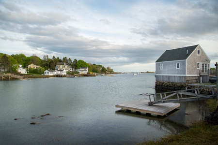 the view and the buildong in Cape Porpoise, Maine USAのeditorial素材