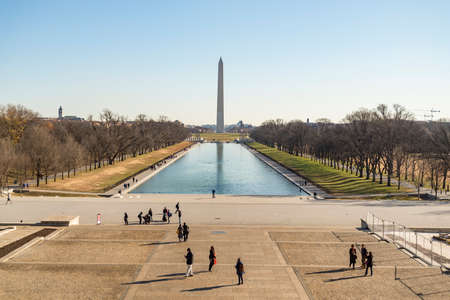 WASHINGTON DC - DECEMBER 21: a photograph of the Washington Monument in Washington DC. It was taken on a cold but sunny day in Autumn Fall . On December 21, 2017 in Washington DC, USAのeditorial素材