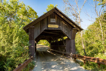 Rural Vermont Covered Bridge called Gold Brook in Stowe Vermont USA