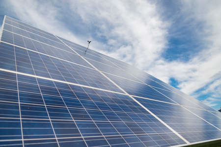 solar panel on sky background in an open field in the United States