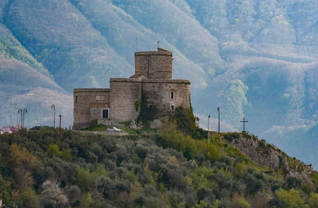 the old medieval castle in tha small village of Montesarchio, Italyのeditorial素材