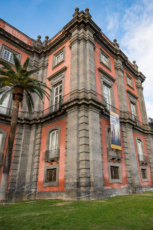Italy, Naples, the Capodimonte royal palace seen from the park with the fountainのeditorial素材