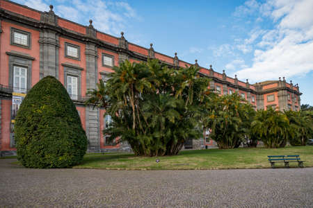 Italy, Naples, the Capodimonte royal palace seen from the park with the fountainのeditorial素材