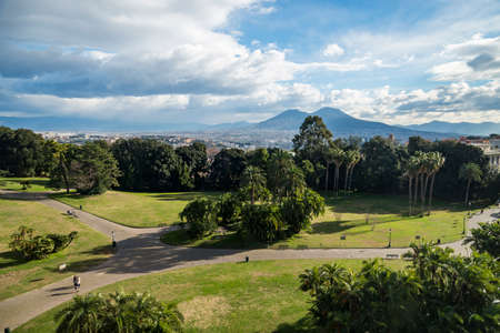 NAPLES - DECEMBER 31: View of Mt.Vesuvius, an active volcano, from Capodimonte museum, on December 31, 2018 in Naples, Italyのeditorial素材