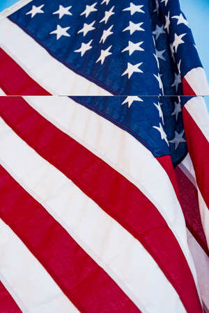 Closeup of ruffled American flag called also Stars and Stripes