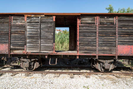 dismissed train in an abandoned rail station in Italy