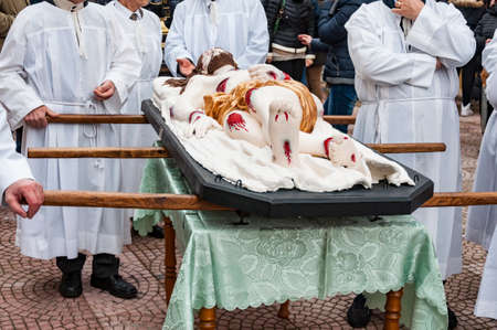 BARILE, ITALY - APRIL 18, 2014: Easter Religious Procession, the Holy Friday on April 18, 2014 in Barile, Basilicata Italyのeditorial素材
