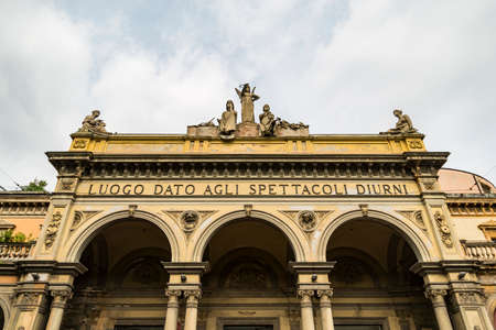 Theater Arena del Sole in the streets of Bologna. Bologna is the capital and largest city of the...