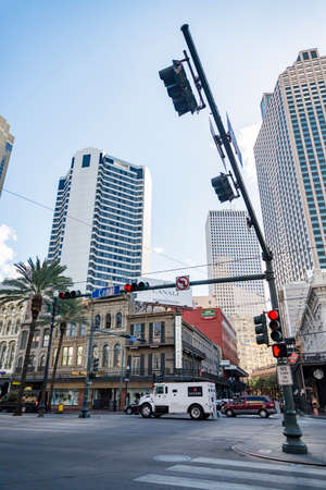 NEW ORLEANS - OCTOBER 18, 2016: people on the street near the famous Canal Street on October 10, 2016 in New Orleans, LAのeditorial素材