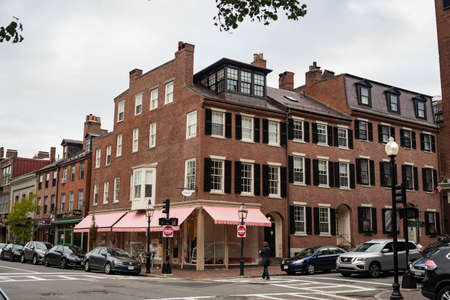 BOSTON - OCTOBER 28, 2018: nice district, residential area in dowtown Boston, Massachusetts USAのeditorial素材
