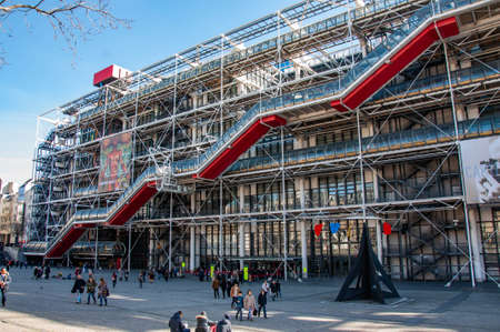 PARIS, FRANCE - MARCH 2, 2014: The main facade of the Centre Pompidou, conteporary art museum in Parisのeditorial素材