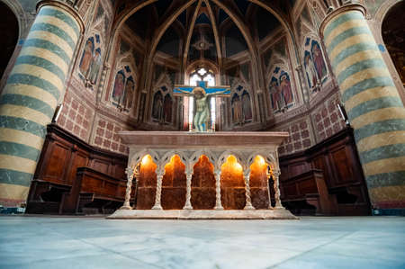 Interiors of the churche of st. Andrew in the small village of Spello, Umbria Italyのeditorial素材
