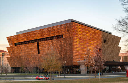 WASHINGTON, DC - DECEMBER 21, 2017: Detailed scrim of Museum of African American History and...