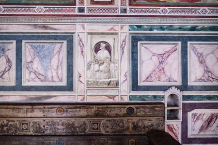 PADUA, ITALY - JULY 2, 2017: marble imitation in Scrovegni Chapel Cappella degli Scrovegni, Arena Chapel . The church contains a fresco cycle by Giotto, completed about 1305.のeditorial素材