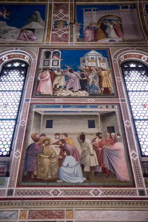 PADUA, ITALY - JULY 2, 2017: marble imitation in Scrovegni Chapel Cappella degli Scrovegni, Arena Chapel . The church contains a fresco cycle by Giotto, completed about 1305.のeditorial素材