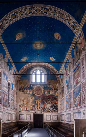 PADUA, ITALY - JULY 2, 2017: marble imitation in Scrovegni Chapel Cappella degli Scrovegni, Arena...