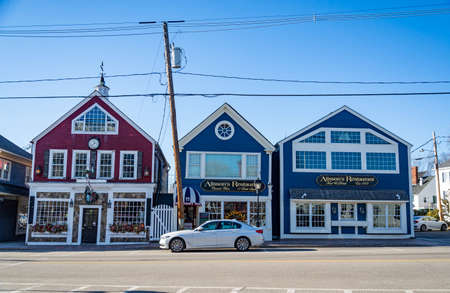 KENNEBUNKPORT ME - March 18, 2019: Nice view of the smallViallge of Kennebunkport in south of Maine,...
