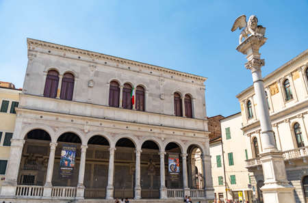 PADUA, ITALY - JULY 2, 2017: view of Piazza dei Signori in Padua city in a summer day. Piazza dei Signori is main square of Padua townのeditorial素材