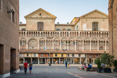Piazza della Cattedrale the central square of Ferrara, Italyのeditorial素材
