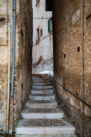 old street in a small italian village in Abruzzi, Italyの写真素材
