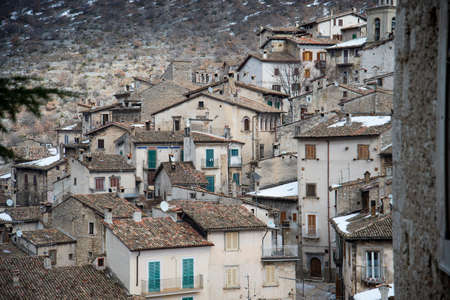 the view of the old village Scanno in Abruzzi region, Italyの写真素材