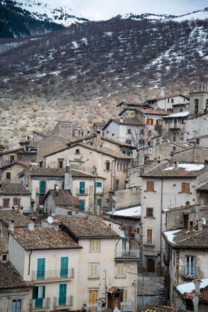the view of the old village Scanno in Abruzzi region, Italyの写真素材