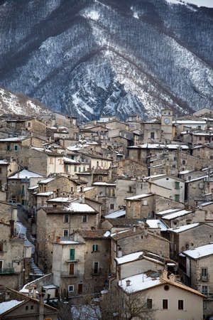 the view of the old village Scanno in Abruzzi region, Italyの写真素材
