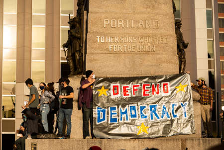 Mainers celebrate Joe Bidens victory of the 2020 United States presidential election In downtown Portlandのeditorial素材