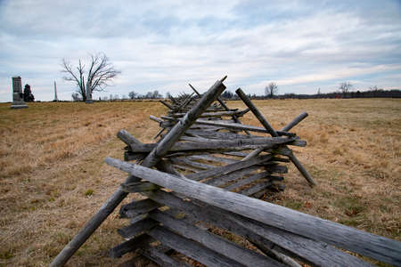 A view of the American Civil War battlefield in Gettysburg,の写真素材