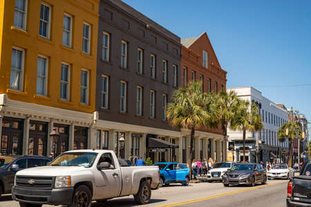 The historic Charleston City Market. As one of the nations oldest public markets, visitors find more than 300 entrepreneurs.のeditorial素材