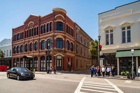 The historic Charleston City Market. As one of the nations oldest public markets, visitors find more than 300 entrepreneurs.のeditorial素材